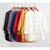 Summer Cotton Shirt Women's Lantern Sleeve Retro Blouse Large Size Loose Mid-sleeved Shirt Women