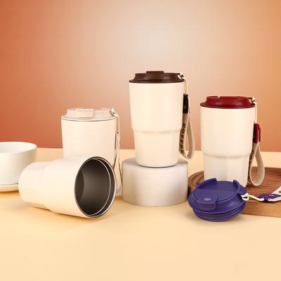 The New Octagon Coffee Cup Stainless Steel Double-layer Vacuum Vacuum Cup Will Carry The Rope Car Accompanying Cup