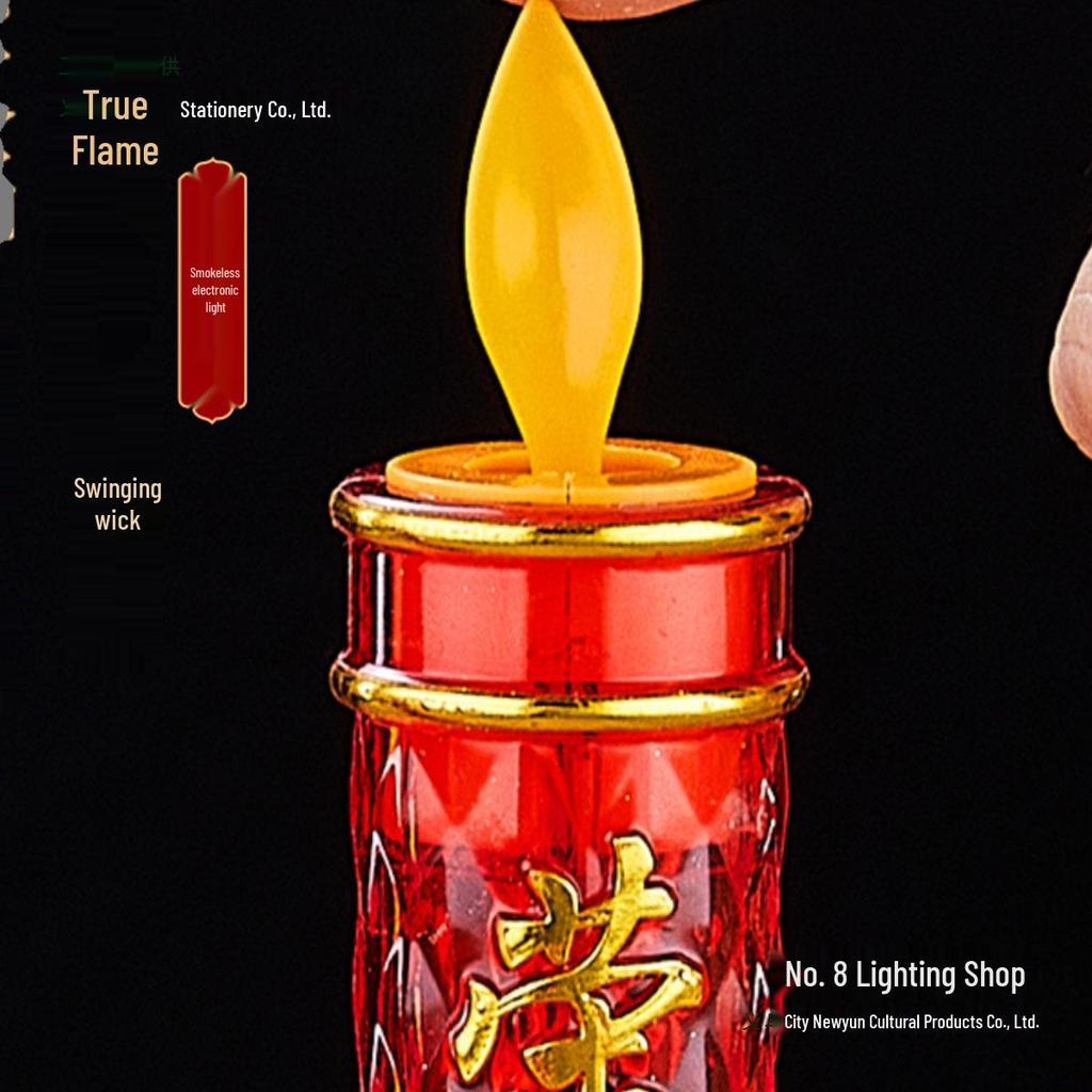 Fladdrande Låga Elektrisk Ljuspar: Stickkontakt Ljusstake för Hemmet, Altaret eller Rikedomens Gud Lampa