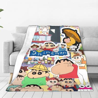 Niedliche Shin-chans Buntstifte Decke Qualität Superweich Tagesdecke Winter Junge Mädchen Schlafzimmer Ästhetische Tagesdecke