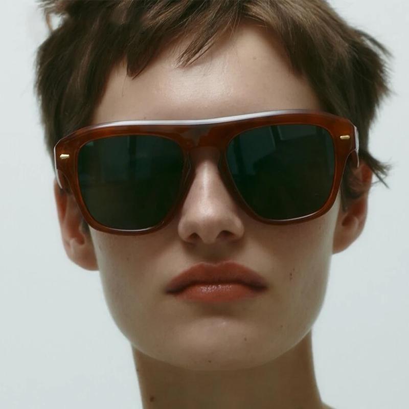 

Oversized Square Sunglasses Women Men Classic Big Frame Rivet Sun Glasses Female Square Ink Sunglasses