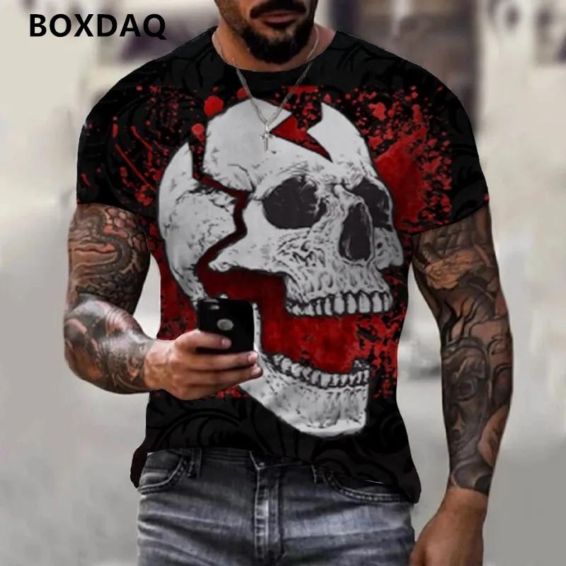 Мужские футболки с 3D принтом скелета в стиле ужасов — фото 9
