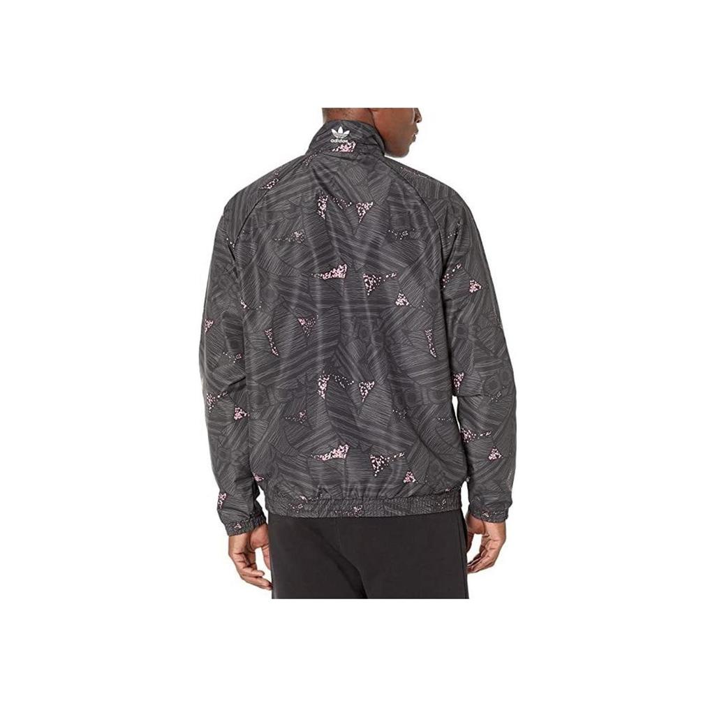 Adidas Originals Trefoil Logo All Over Print Zip Jacket Men Jacket Black HK7359