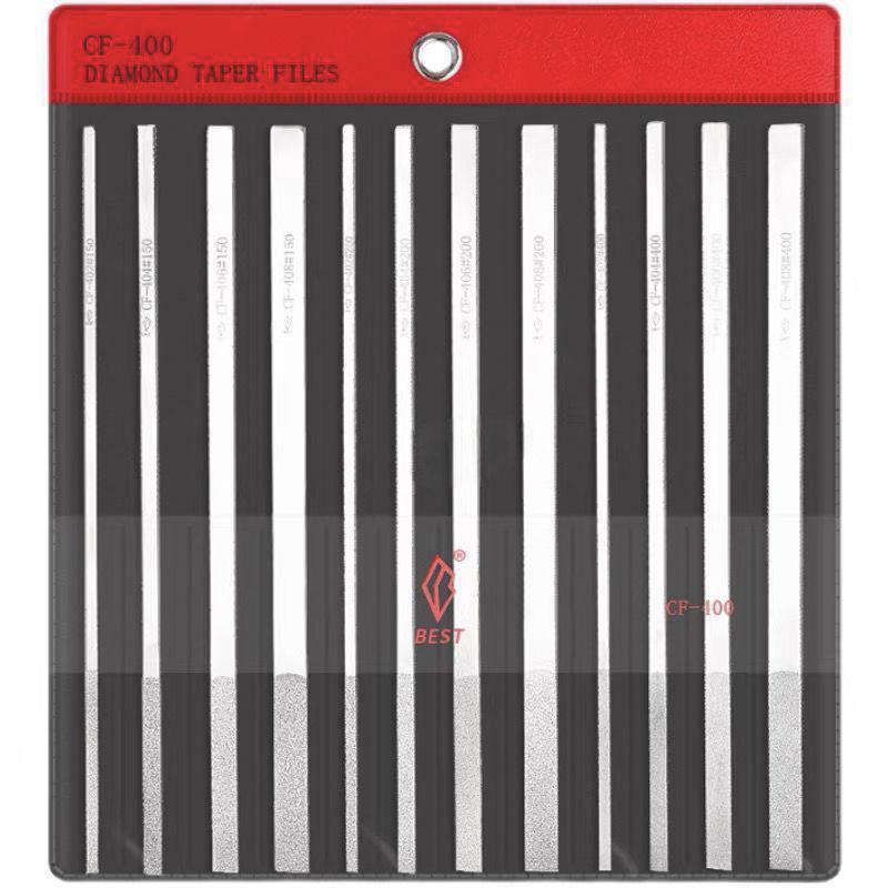 Diamond Flat-Tapered File Set CF-400: Alloy Metal Mold Grinding & Shaping Tool