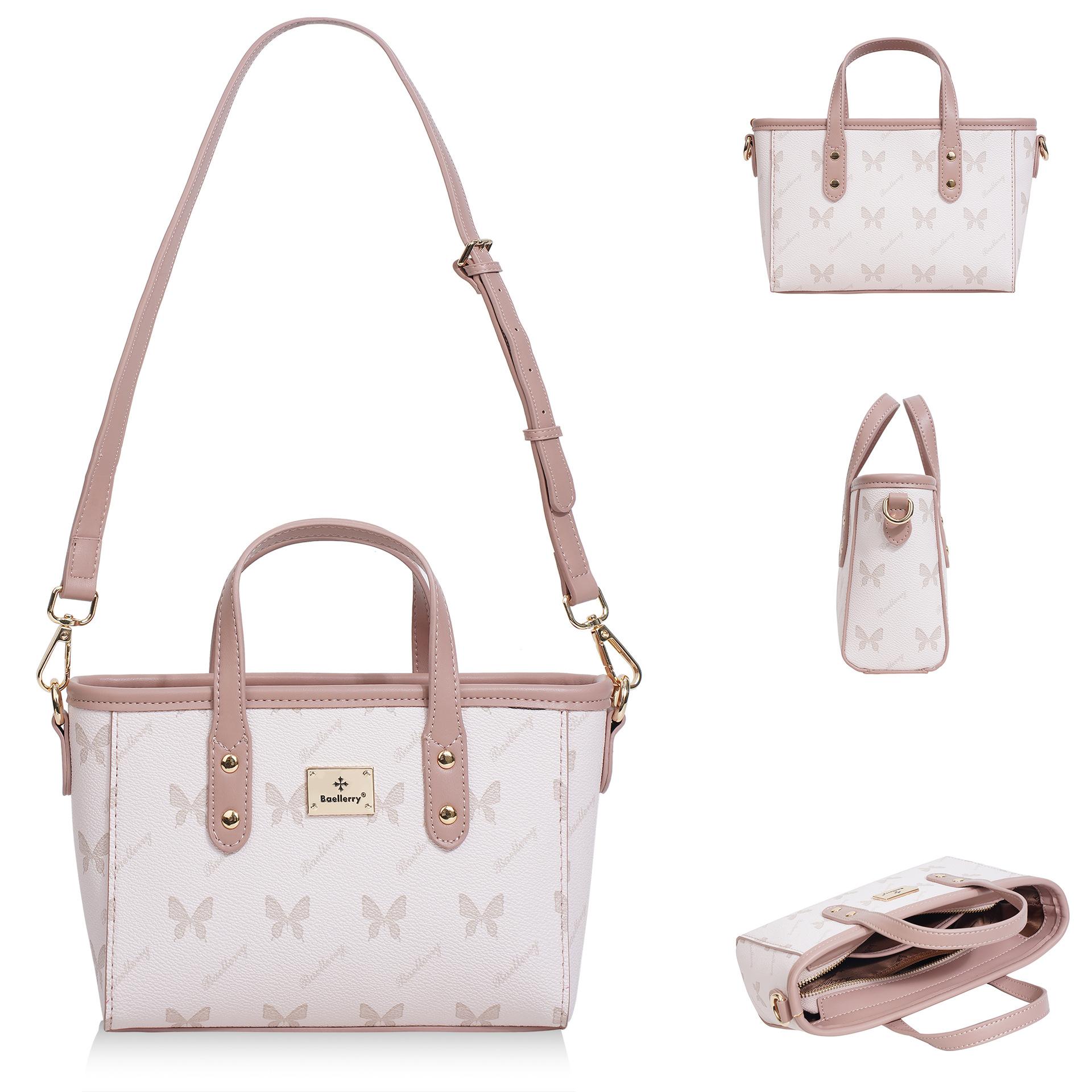 Women s bag Korean version of high-end niche butterfly printed small tote bag exquisite versatile commuter handbag one size