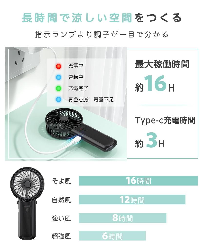Handy Fan for Portable Super Strong 4 Adjustable 7 16 Hours of Mini Adjustable Strap Heatstroke Prevention [New 2025, 3-Way Transformation] Fan,