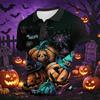 Men's Halloween Short Sleeve Casual Shirt with Turn Down Collar