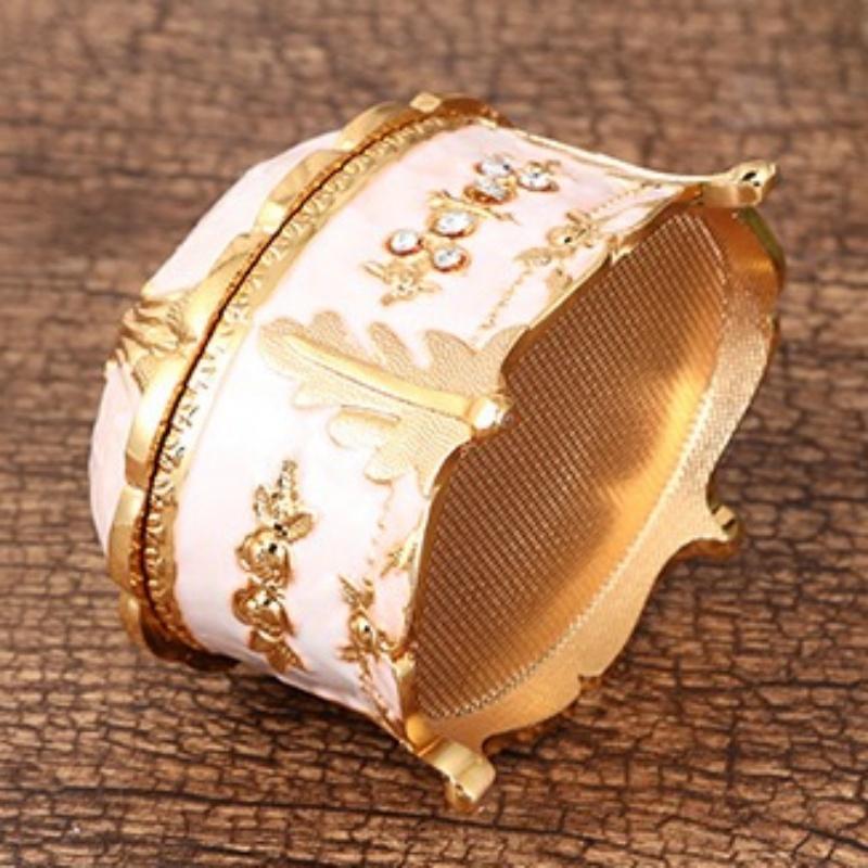 Mini Jewelry Storage Box Inlaid Gem Organizer European Style Necklace Portable Alloy Storage Earrings Ring Dresser Decorative