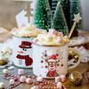 Snowman Deer Print emaliowane kubki do kawy prezenty świąteczne przyjęcie noworoczne wino piwo sok napój filiżanki do herbaty kubek domowa kuchnia Drinkware