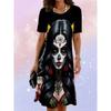 Summer Ladies 3D Printed Short Sleeve Dress Fashion Versatile Trend Breathable Casual
