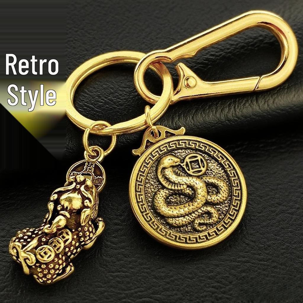 Fortune Keychain: Wealth-Attracting Pixiu & Zodiac Pendant for Road Safety