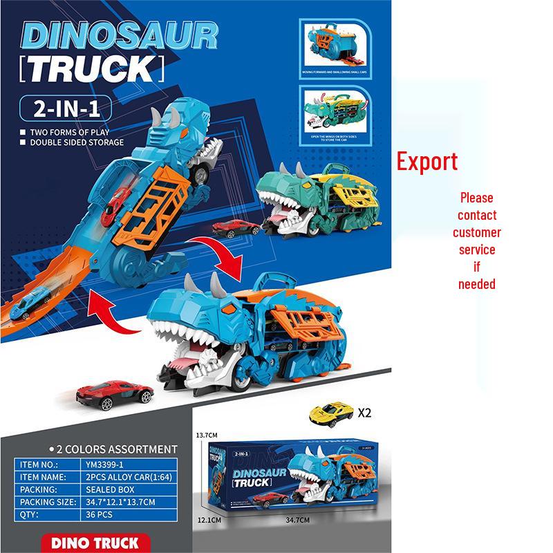 Transforming Dinosaur Track Car: Alloy Slide & Storage Toy for Kids