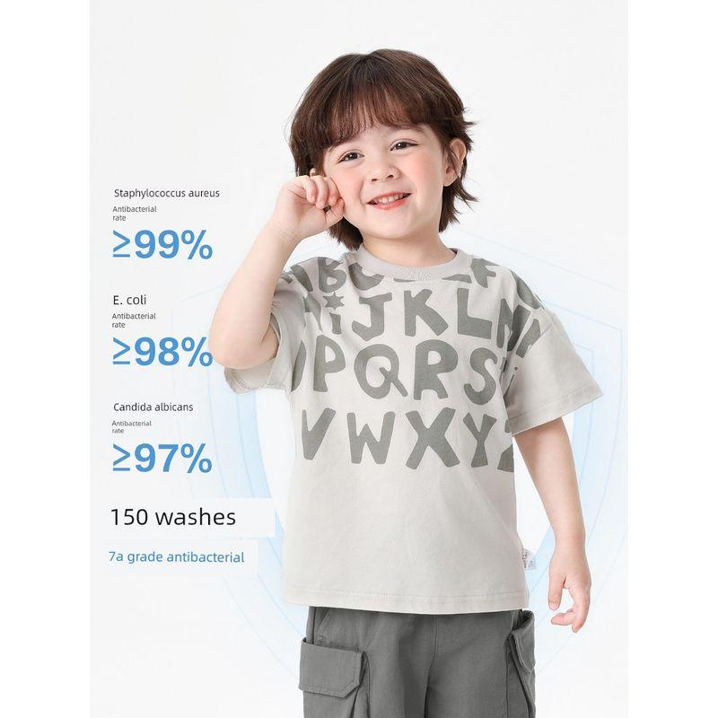 Boys' Casual Letter Short-Sleeve T-Shirt, Men's Summer Casual Children's Clothing, Baby Tops, Toddler Half-Sleeve Summer Wear