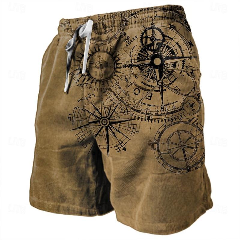 

Vintage Compass Pattern 3D Print Beach Shorts Men Oversized Surfing Board Sports Pants Swimwear Swimsuits Trunks Kids Clothing XXS