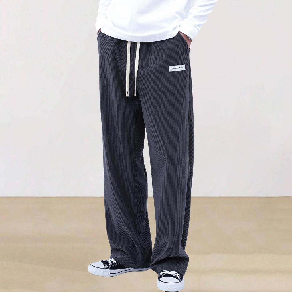 Herbst Neue Herren Casual Cord Lässige Passform Kordelzug Hose Einfarbig Mode Streetwear Herrenhose