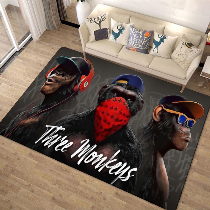 Monkey Street Graffiti Carpet Rug for Living Room Bedroom Home Sofa Decoration,Kids play Non-slip Floor Mat