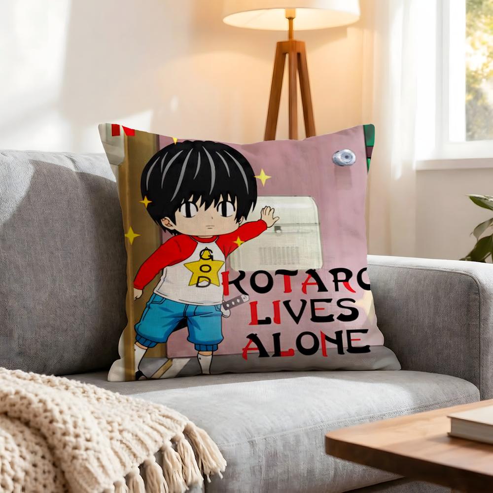 Anime Kotaro Lives Alone Cushion Cover 1Pcs Decorative Covers Soft Cushion Case For Sofa Couch Decor 40X40 45X45 Pillowcases
