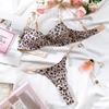 Women’s European and American Sexy Comfortable Minimize Bra and Thong Set, Leopard Printed Underwire Push-Up Lingerie