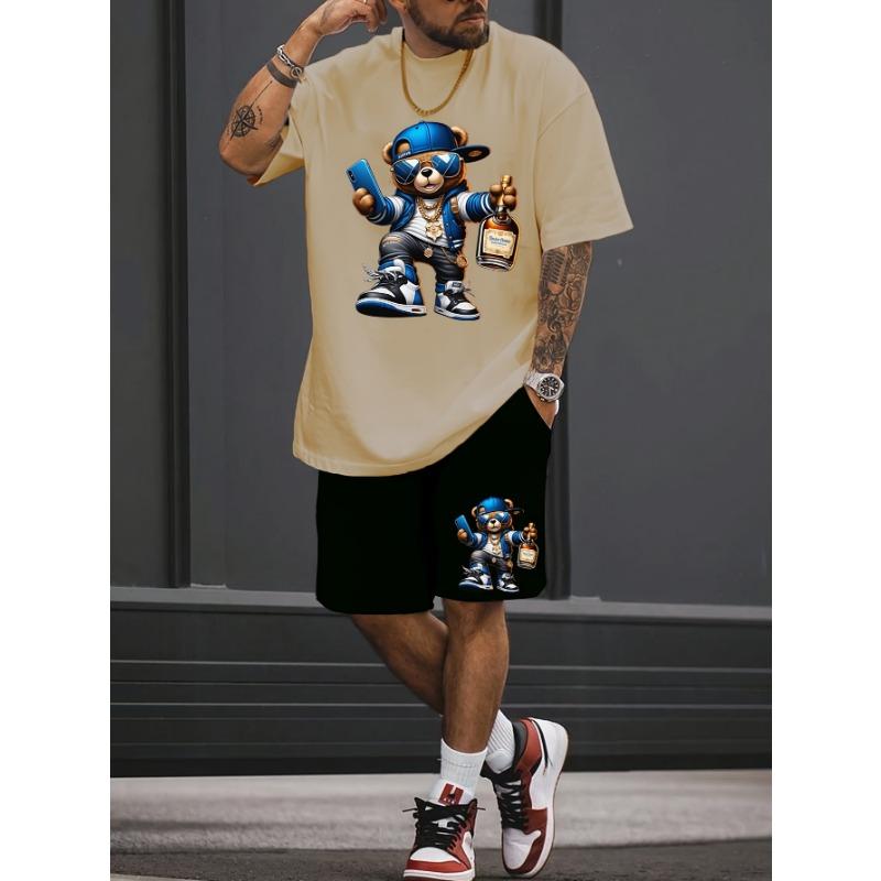 3D Lion Print Summer Everyday Casual Men's Short Sleeve Shorts Set Urban Street Men's Fashion T-shirt Outdoor Sports Men's Short