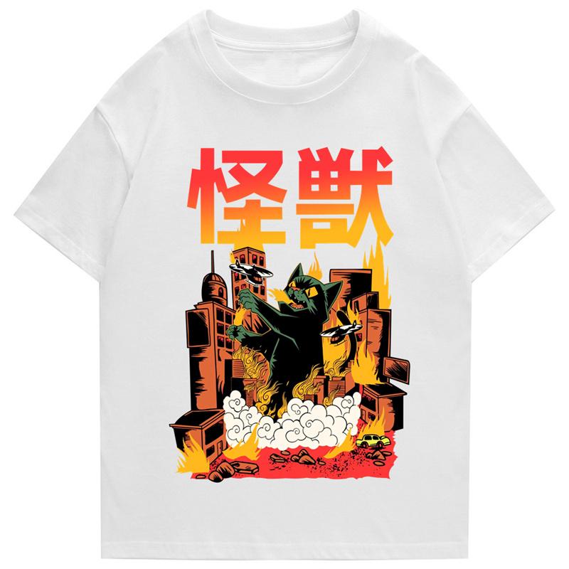 2026 Unisexs Hip Hop Tshirt Street Apparel Japanese Monster Harajuku Retro Poster Print Tshirt Summer Casual Short Sleeve Top