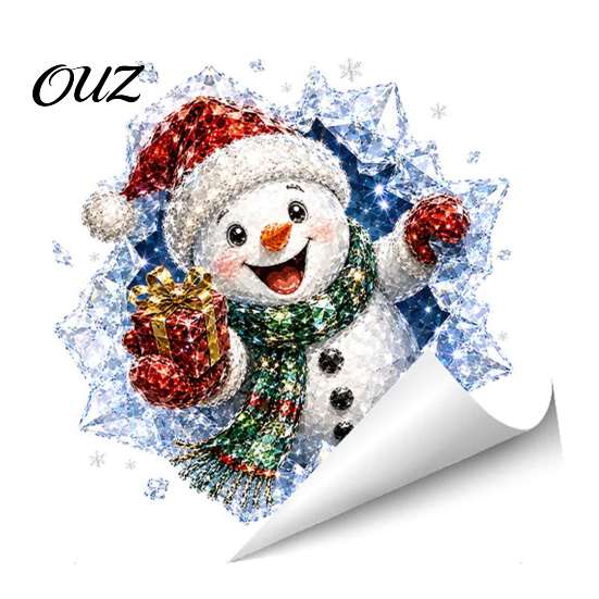 Odorless Wall Decals 3D Christmas Static Window Clings, Santa Snowman Reindeer Glass Stickers, Easy Peel Stick Decor PVC Holiday for Home Party