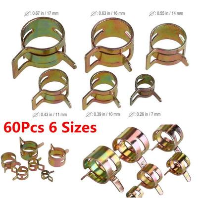 60Pcs 7-17mm Stainless Steel Spring Clips Oil Vacuum Fuel Pipe Water Hose Clamps Assorted Kit