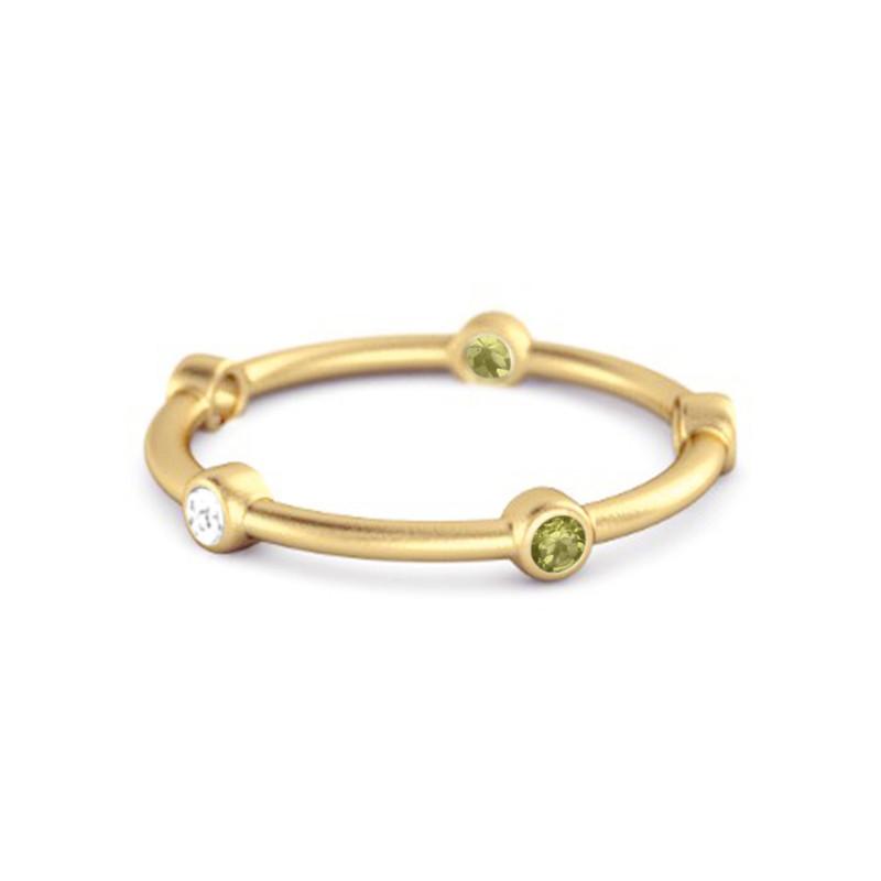 Peridot Bezel-Set Stacking Band Ring -925 Sterling Silver Gold Vermeil