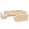 Vidaxl 8-Cz. Set da Giardino, Cuscini Crema, Pino