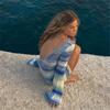 Tie Dye Mini Pletené svetrové šaty Dámské Oblečení Podzim Zima Dlouhý Rukáv Sexy Plážové Bodycon šaty bez zad Elegantní