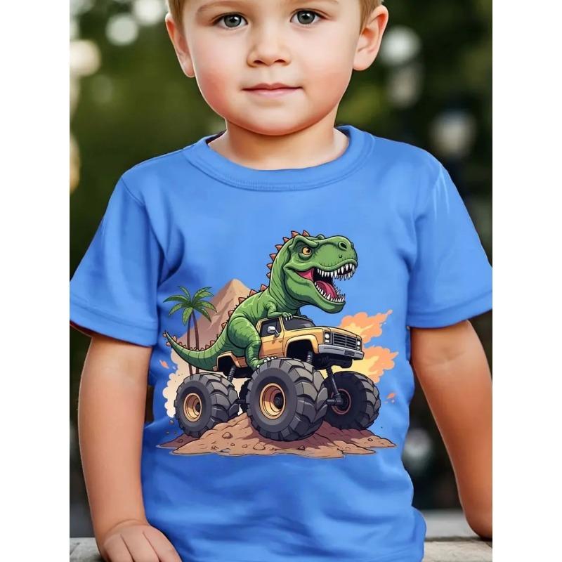 Children's T-Shirt Dinosaur Pattern Boys Clothes Casual O-Neck