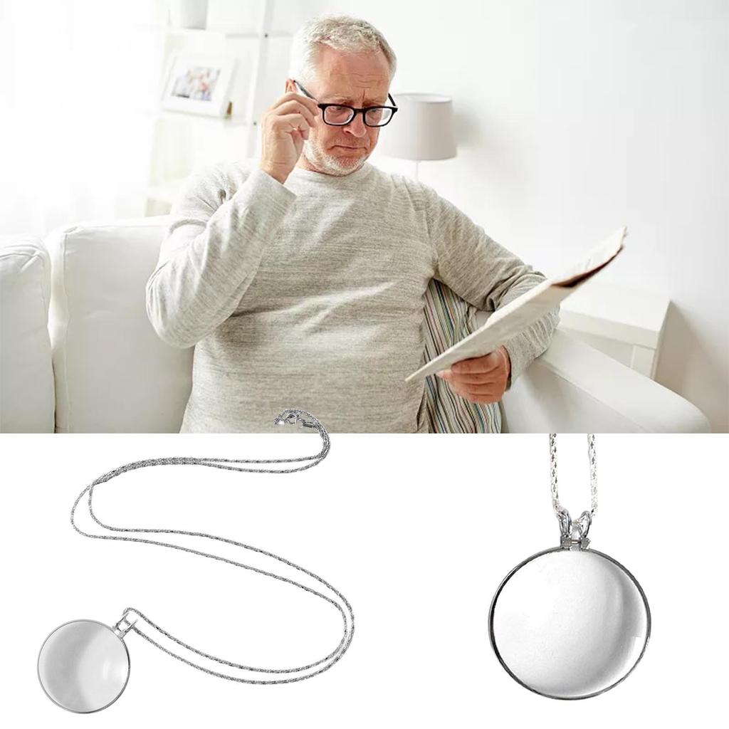 5x Magnifier Portable Reading Magnifying Glass Retro Utility Monocle Lens Necklace Pendant Fashion Jewelry For Women Men
