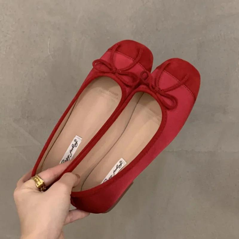 2024 Hot Sale Ladies Shoes Slip on Women's Flats Outdoor Casual Flats Women Bow Tie Mixed Colors Slip on Solft Sole Shoes Women