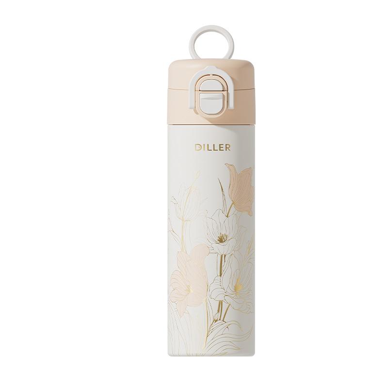 Water bottle gift double drink thermos cup female high value with straw cup large capacity portable bouncing direct drinking cup