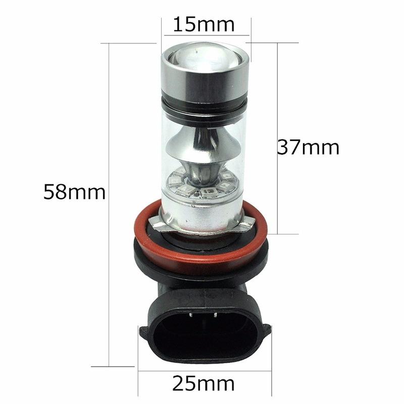 2 Lampadas H8 H11 H16 H16LL 100W Super Led 3535 SMD Chip Neblina Farol 6000k H11LL
