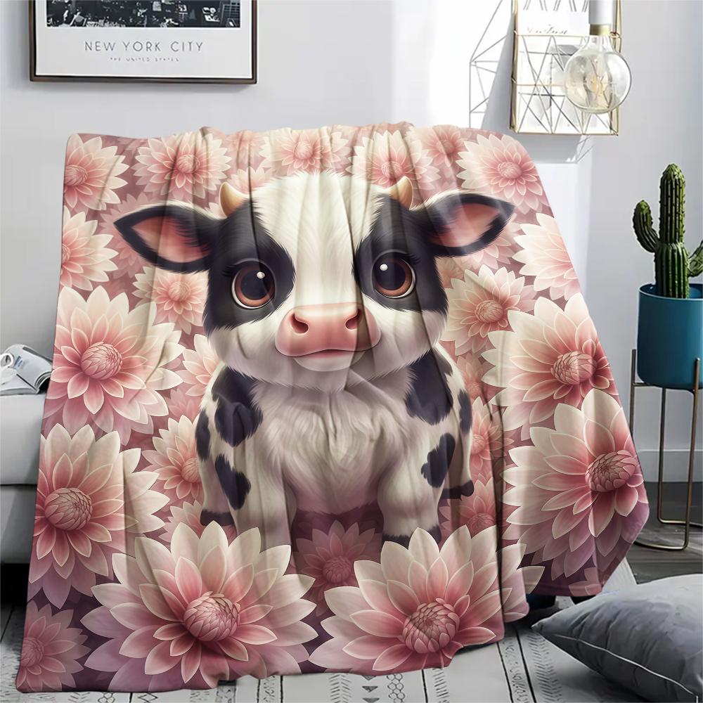 1 ks Flanelová deka s kresleným potiskem, Vysoce kvalitní, Pohodlná pro všechna roční období, Domácí dekorace, Teplo a pohodlí, Perfektní jako vánoční dárek k narozeninám