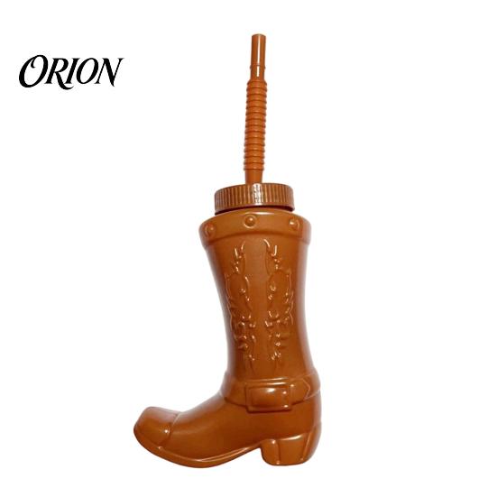Accesorios Únicos para Bebidas de Fiesta Vasos de Bota de Cowboy con Tapas y Pajitas, Vasos de Plástico Retro Creativos de 11 oz para Zumo Cerveza para Tema Vaquero