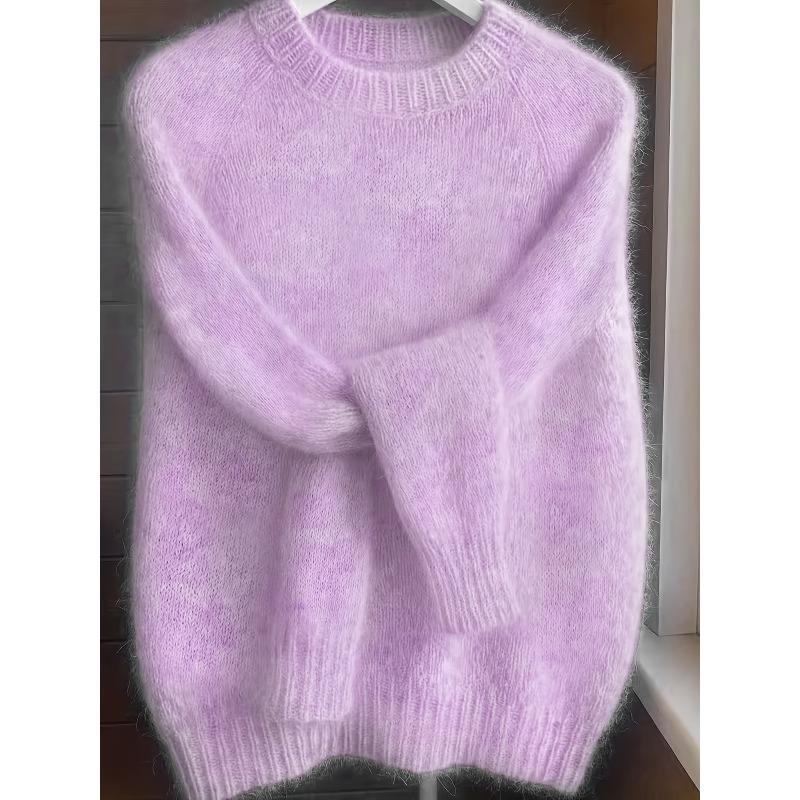 French-Style Round-Neck Sweater, Soft and Cozy, Elegant Design, Perfect for Spring and Autumn Commuting and Outings