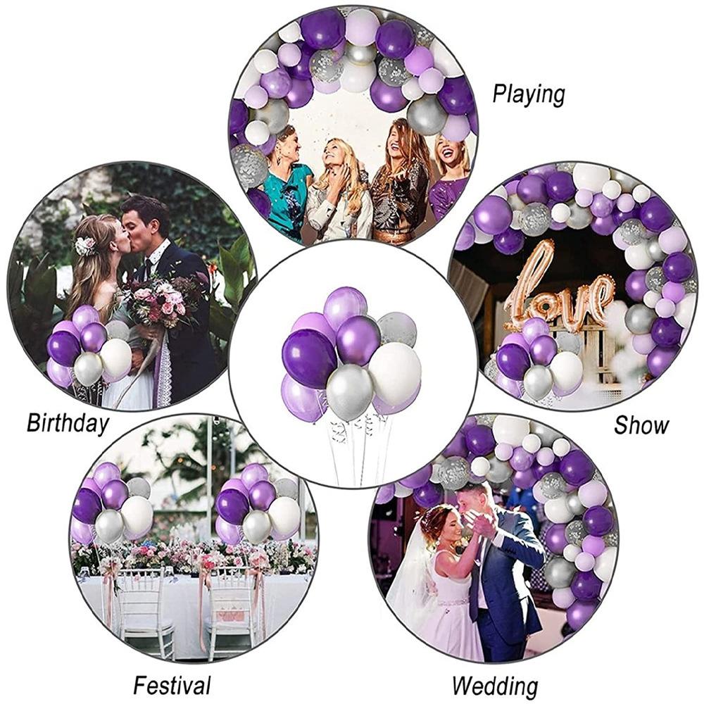40PCS Silver White Purple Metal Latex Confetti Balloons Wedding Decorations Matte Globos Birthday Party Decorations 5