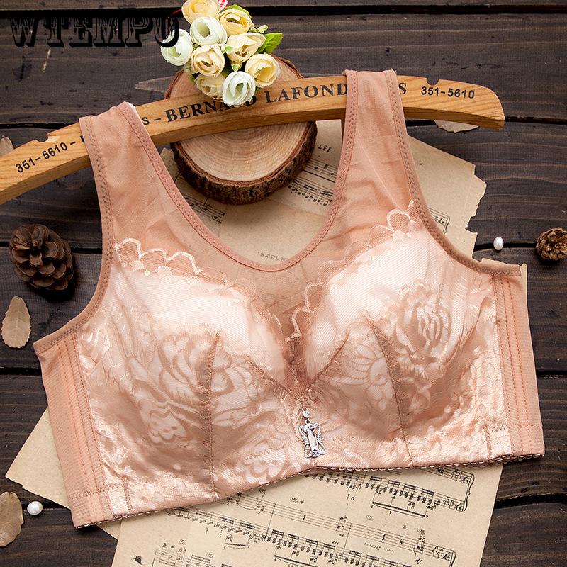 

Thin Plus Size Bra for Women Thin Full Cup with Steel Ring Vest Style Gathering Bra for Women 44/100E бежевий