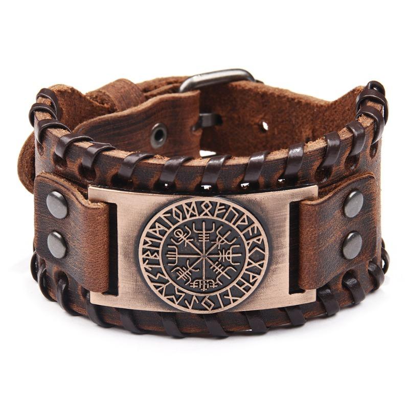 Pirate Vintage Bracelet Compass Men's Wide Bracelet Leather Bracelet