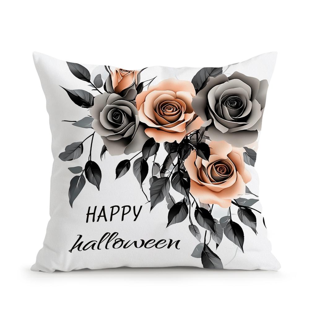 Halloween Flowers Cushion Pillowcase Printed Polyester 45X45Cm Throw Pillowcover Decorative Sofa Cushion Pillowslip Home Decor