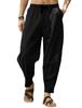 Hip Hop Mens Loose Cotton Linen Drawstring Casual Pants For Urban Style
