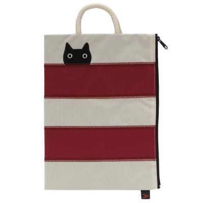 Atsuko Matano Border Cat Pouch (Red) 089001-0004-01