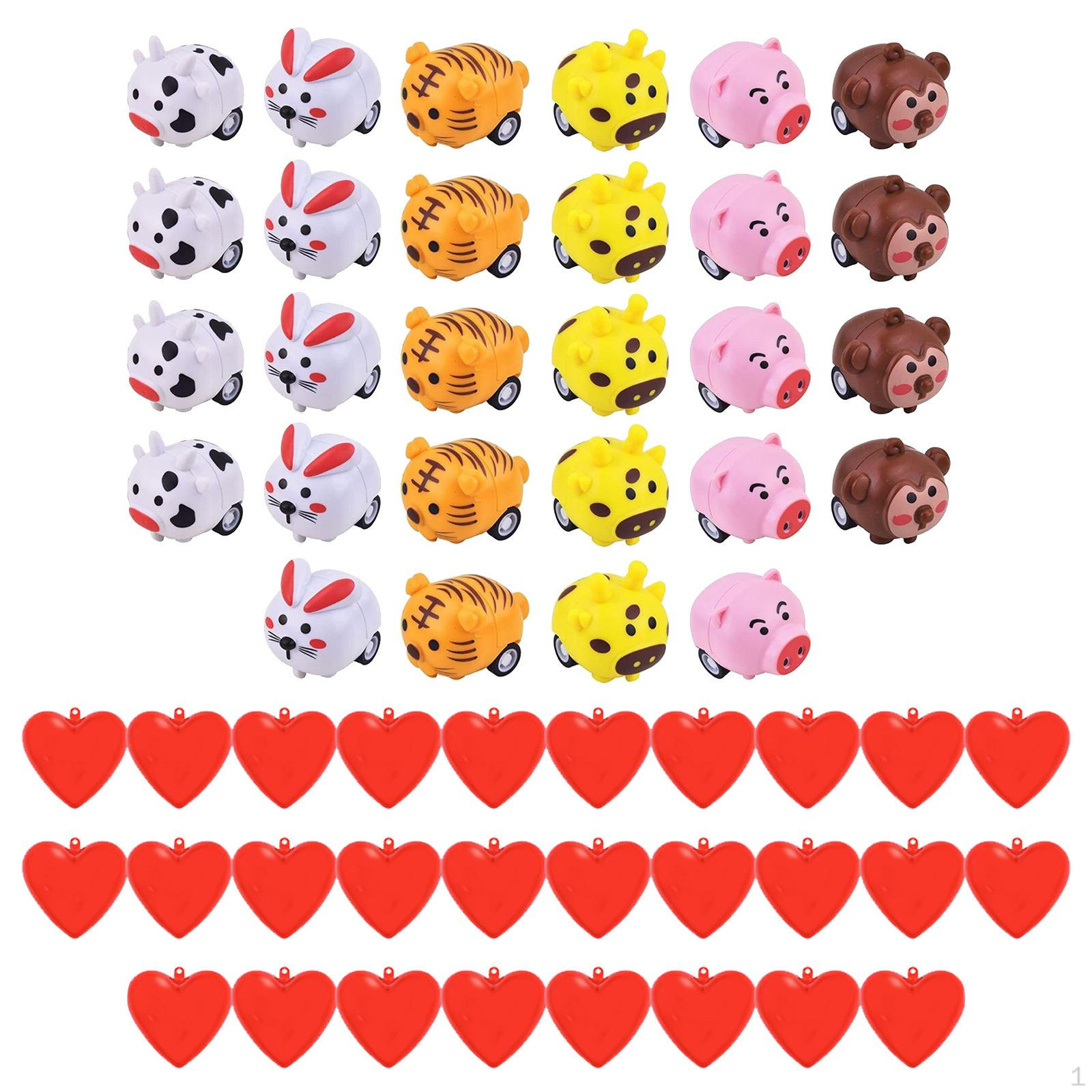 

28 Pieces Valentine s Day Gift Mini Animals Toys Party Bags Fillers with Prefilled Hearts Box