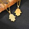 The Hand of Fatima Zircon Necklace for Men,Gold Color Evil Eye Stainless Steel Pendant,Turkish Jewelry Gift
