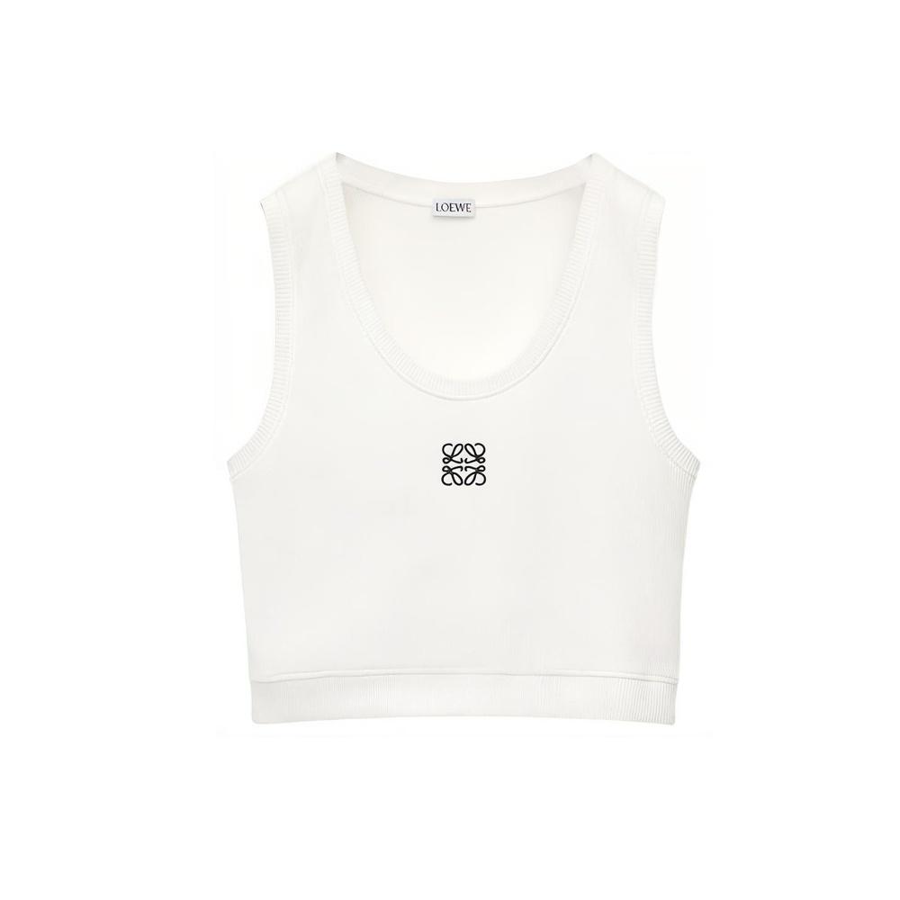 LOEWE Cropped Anagram Tank Top `White/Navy