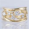 Wavy Geometric Line Ring Set with Zircon Women's Ring Jewelry