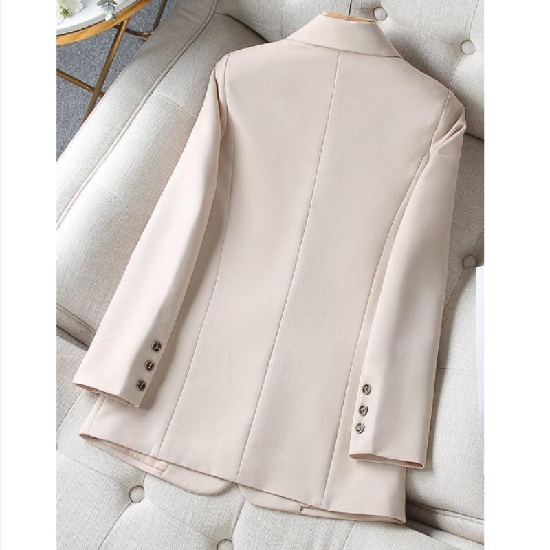 Spring Autumn Korean  Double Breasted Leisure Suit Coat Black Blazer Slim Notched Blazer Formal Clothes