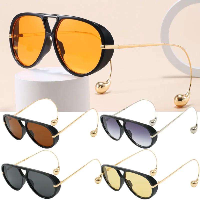 Luxury Brand Designer Oversized Pilot Sunglasses Women For Men Popular Vintage Sun Glasses Punk Double Bridge Shade UV400
