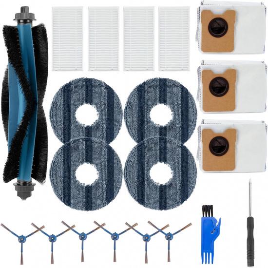 20PCS Replacement Kits for Eufy Omni C20 Vacuum Cleaner, 1 Main Brush, 4 HEPA Filters, 6 Side Brushes, 4 Mop Cloth Pads, 3 Dust Bags, 1 Cleaning